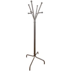 Chrome Tubular Coat Rack with Ball Detail at Top