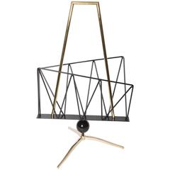 Stylized Brass and Iron Magazine Rack 1