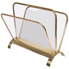 Vintage Brass and Lucite Magazine Holder