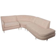 Three-Piece Upholstered Sectional with Tufted Back