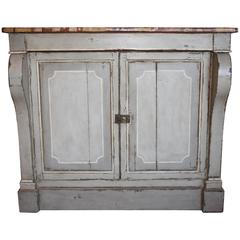 19th Century Italian Painted Two-Door Cabinet/Buffet with Faux Marble Top