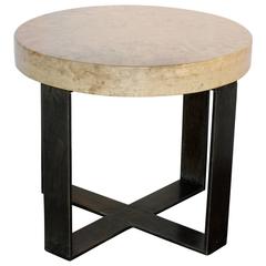 Taupe Antique Limestone Criss Cross End Table