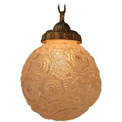 French Art Deco Glass Globe Chandelier French Art Deco Glass Globe Chandelier