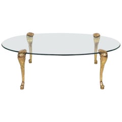 Brass and Glass Coffee Table, Manner of P.E. Guerin