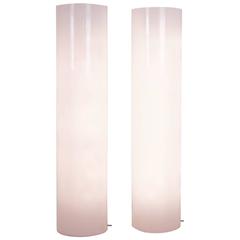 Large-Scale Pair of Tubular Lucite Floor Lamps By Paul Mayen for Habitat