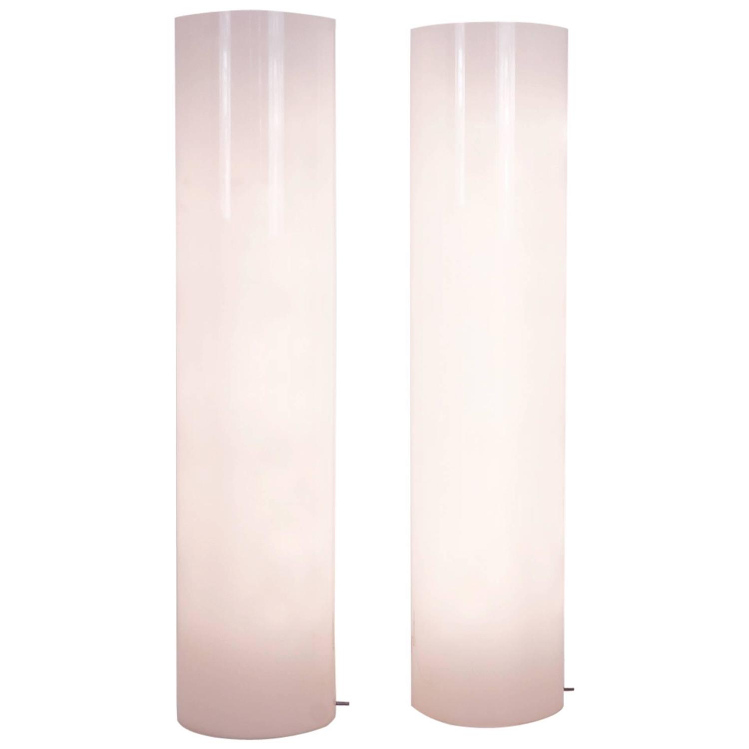 Large Scale Pair Of Tubular Lucite Floor Lamps By Paul Mayen For Large Scale Pair Of Tubular Lucite Floor Lamps By Paul Mayen For Habitat At 1stdibs