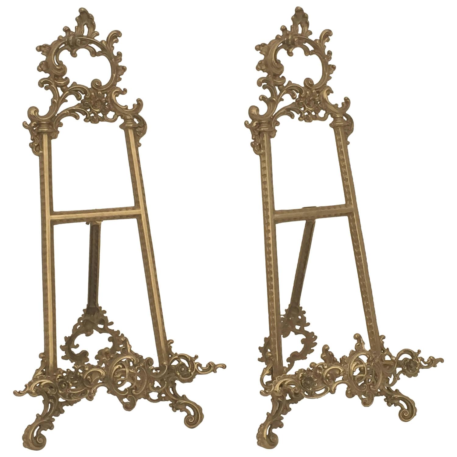 Pair of Small Brass Photo Easels For Sale at 1stdibs