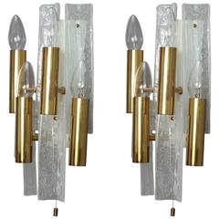 Pair of Huge Ice Glass Sconces Designed J. T. Kalmar Vienna, 1950 3