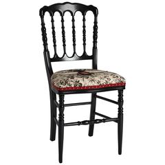 Unique Chair by Gucci Hand Embroidered Bee on Black Herbarium Fabric