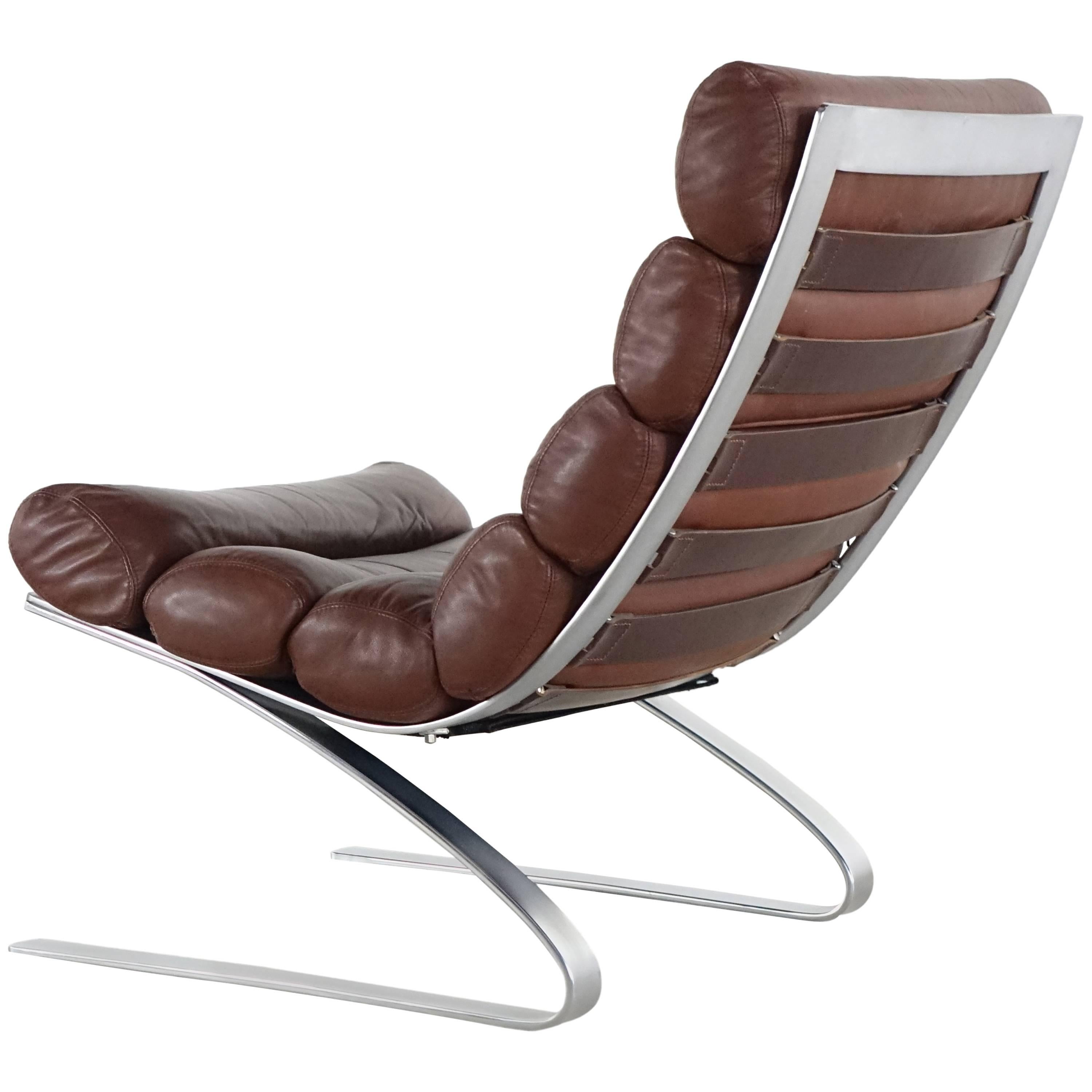 COR Sinus Easychair Lounge Chair, 1976 by Reinhold Adolf in Chocolate Leather