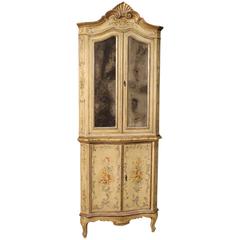 19th Century Lacquered And Painted Venetian Corner Cupboard
