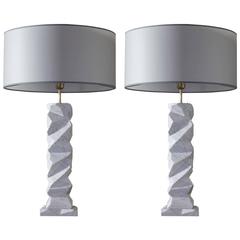 Flair Edition White Carrara Marble Table Lamp