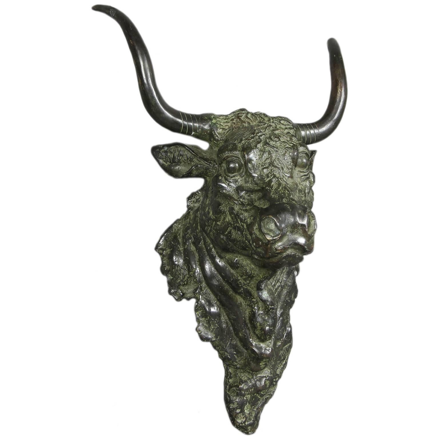 Cast Bronze Head of a Bull at 1stDibs