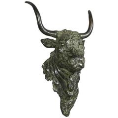Cast Bronze Head of a Bull