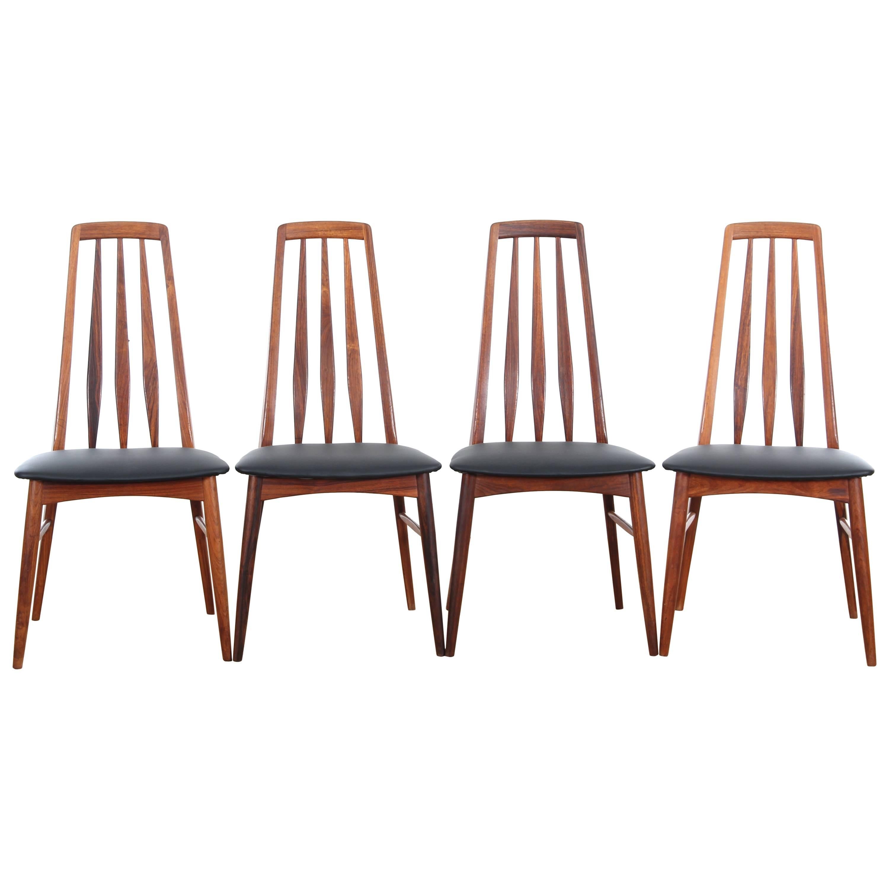 Mid-Century Modern Danish Set of 4 Chairs in Rosewood Model Eva by Niels Ko