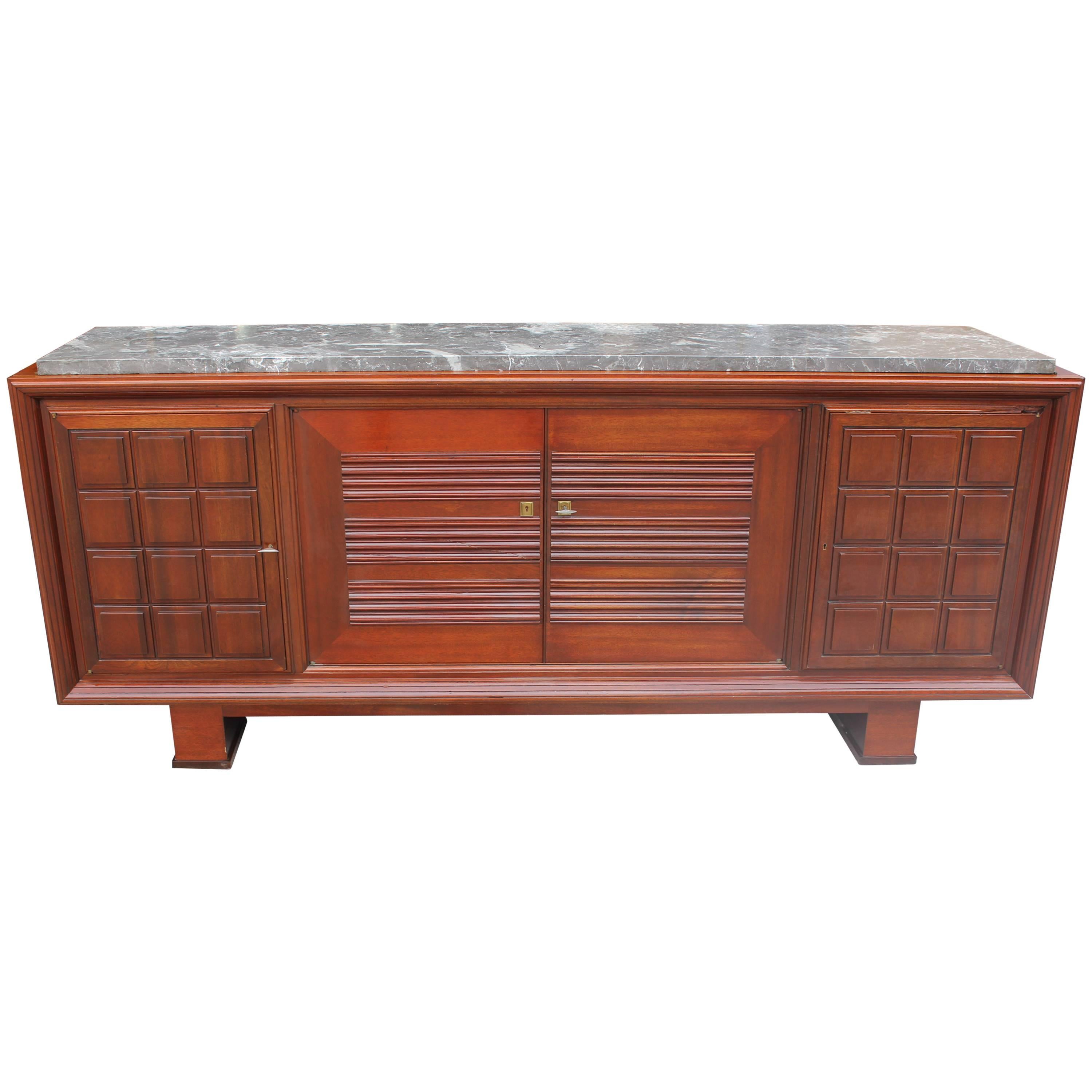 Documented Masterpiece French Art Deco Solid Mahogany Buffet by Maxime Old For Sale