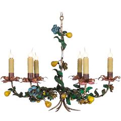 Whimsical Vintage Italian Tole Chandelier, circa 1920