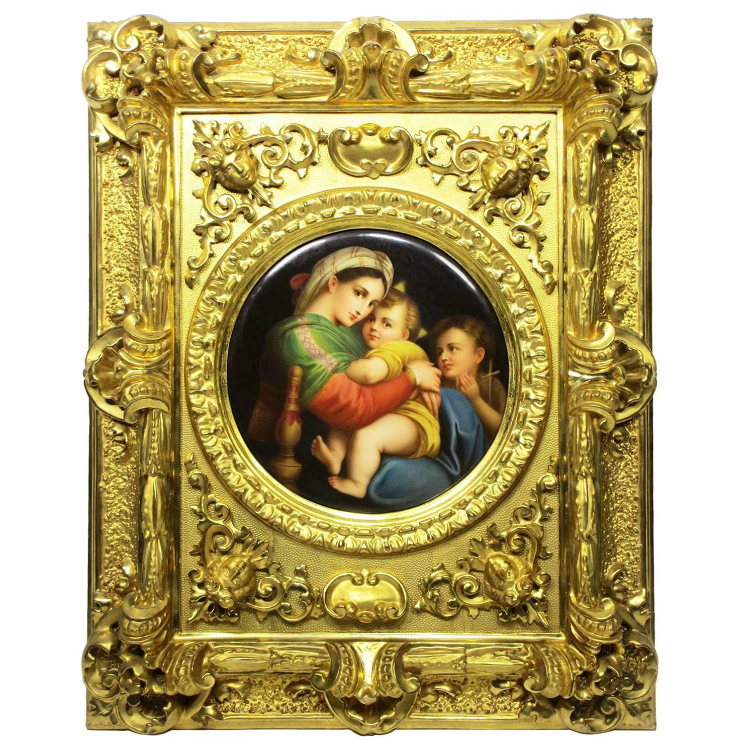 Plaque en porcelaine fine du 19ème siècle représentant La Madonna della Sedia d'après Raphel Sanzio en vente