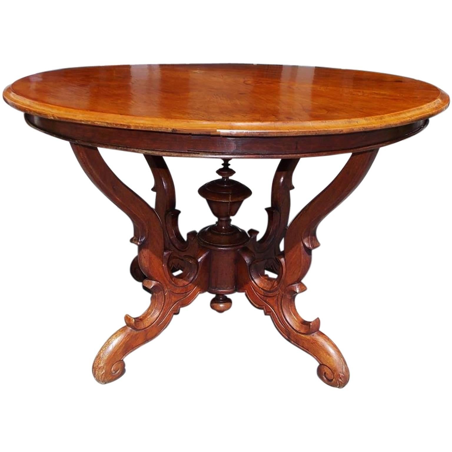 French Walnut One Board Top Center Table, Circa 1820