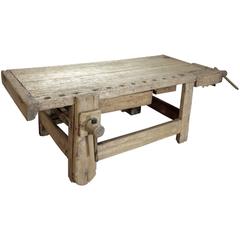 Antique 19th Century Grand Rustic Country French Workbench