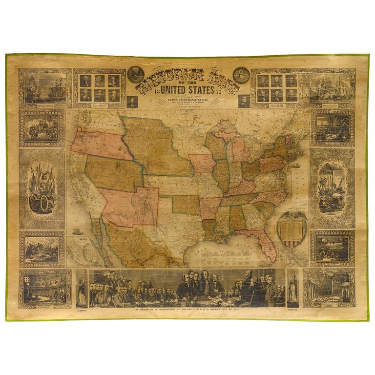Atwood's Hand-Colored Pictorial Map of the United States, circa 1855 ...