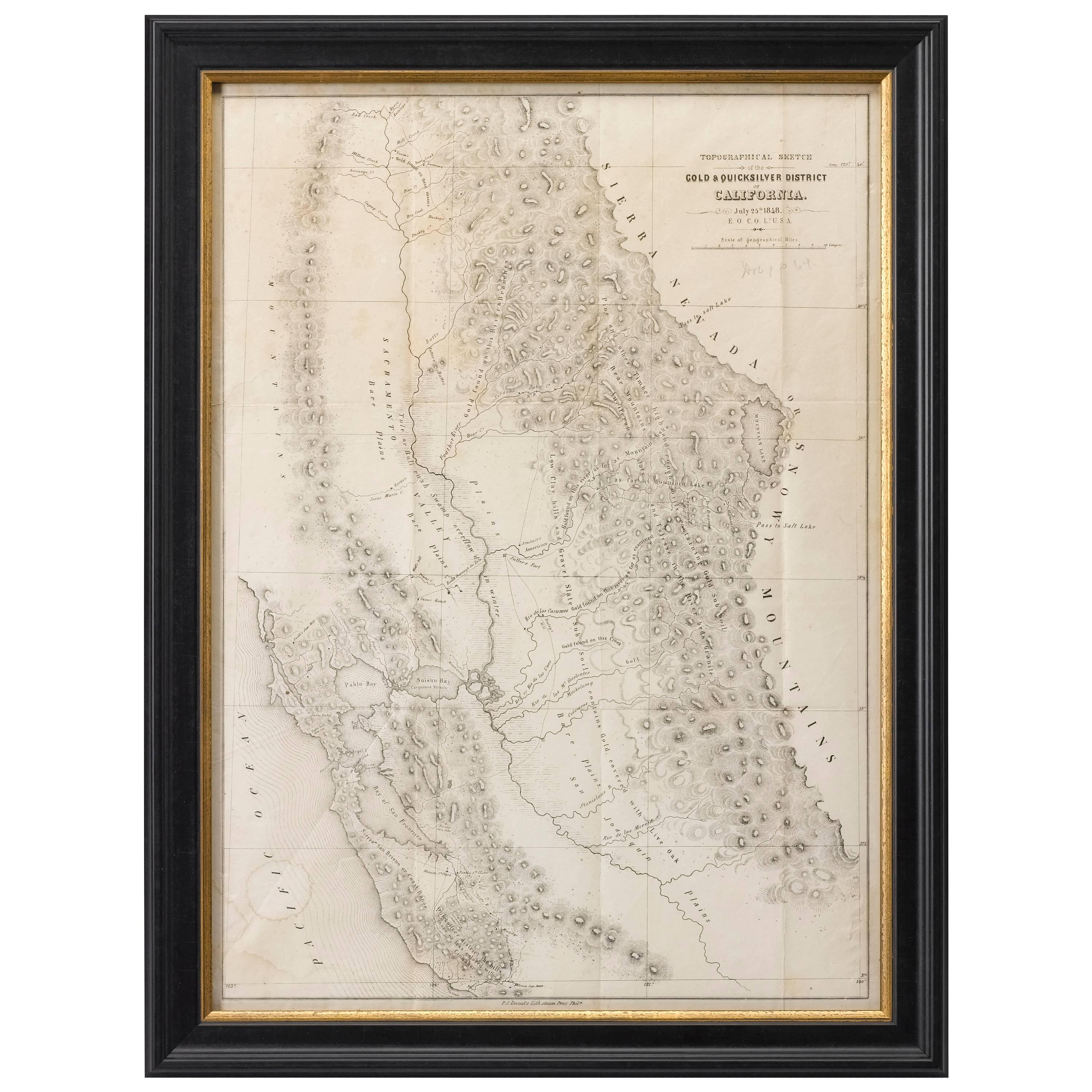 1848 Gold and Quicksilver District of California Map