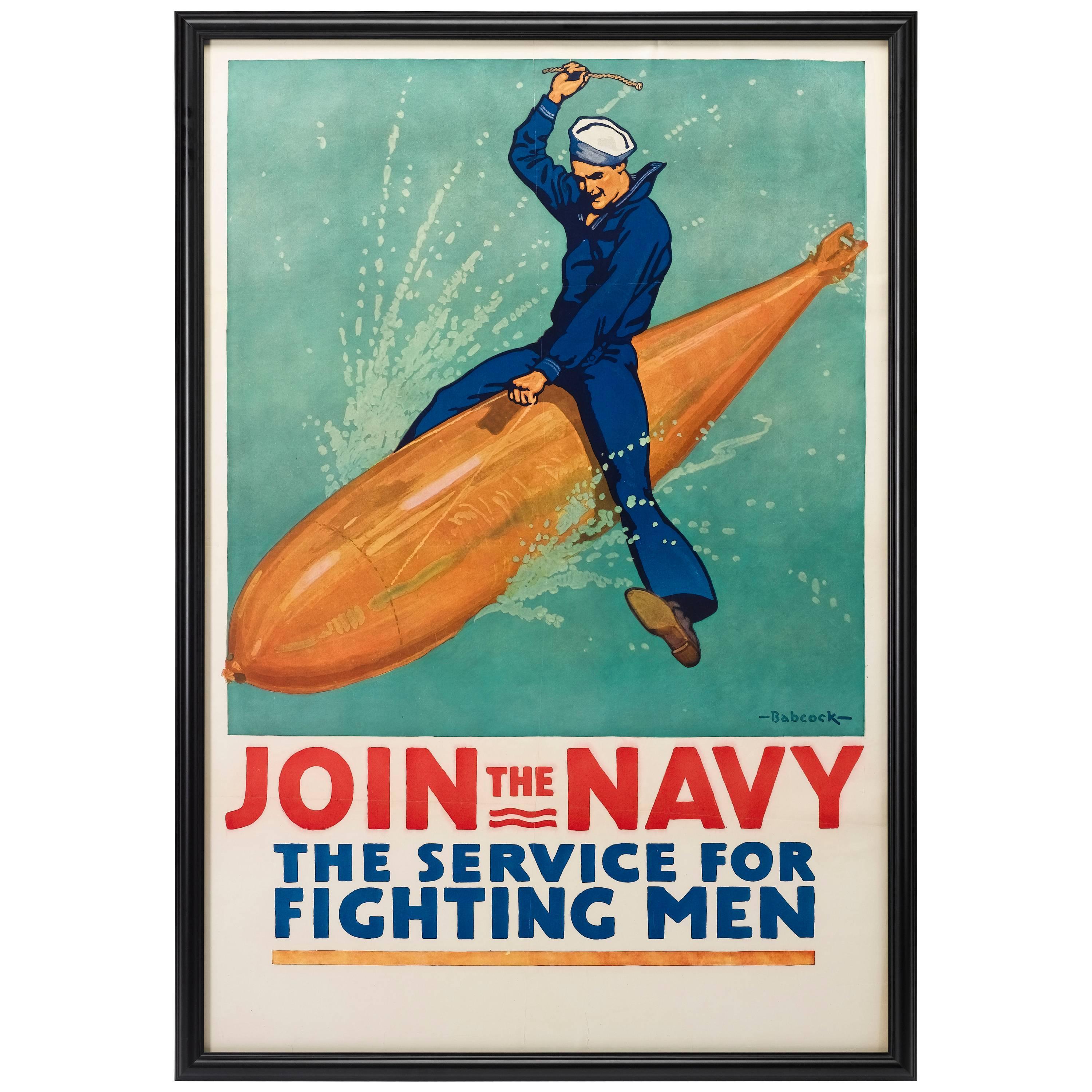 "Join the Navy. The Service for Fighting Men" WWI Recruitment Poster, c.1917