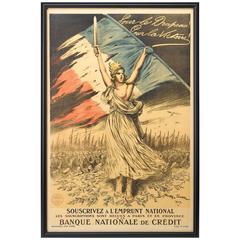 "Banque National de Credit" Patriotic WWI, French Poster, circa 1917