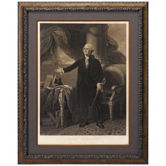 George Washington von Henry Sadd, antiker Kupferstich, um 1844