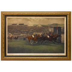 "The King's Derby of 1909" After G.D. Giles, Hand-Colored Print, circa 1909