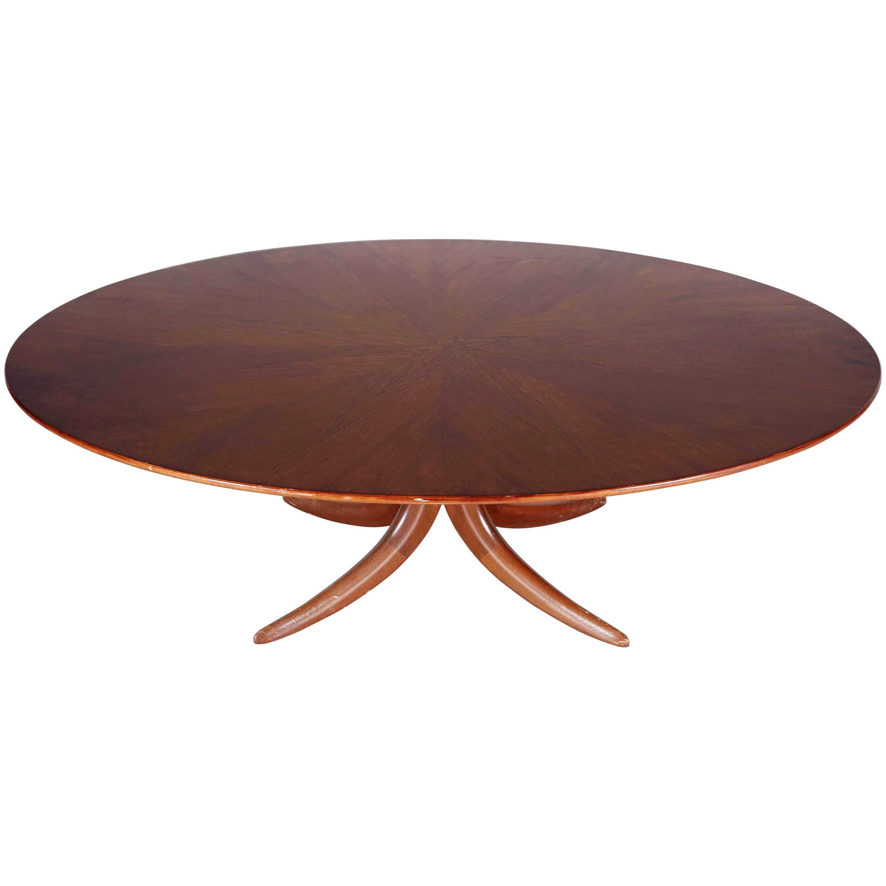 Postmodern Oval Mahogany Coffee Table
