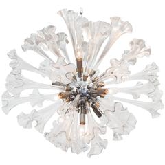 Impressive Sputnik Chandelier with Murano Glass Lilies 4