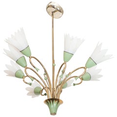 Vintage 1960s Floral Eight-Light Chandelier