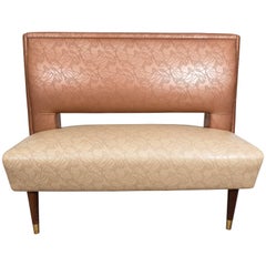 Brody Seating Co. Vinyl Settee or Banquette on Tapered Legs