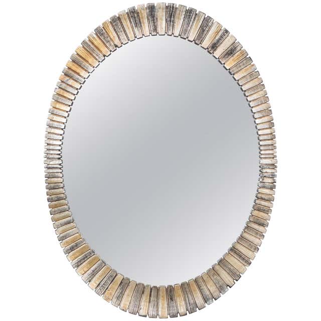 Petal Frame Oval Mirror with Silver and Gold Finish at 1stDibs