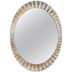 Petal Frame Oval Mirror with Silver and Gold Finish