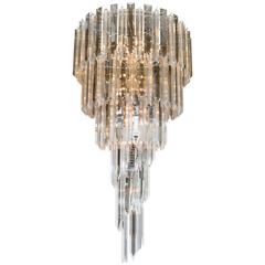 Mid-Century Lucite and Glass Cascading Chandelier
