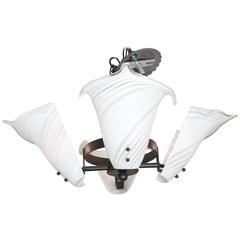 Mid-Century White Murano Glass Lily Chandelier 5