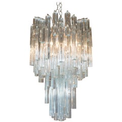 Mid-Century Staggered Chandelier with Venini Glass Prisms