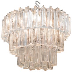 Venini Three-Tier Chandelier with Glass Triedri Prisms