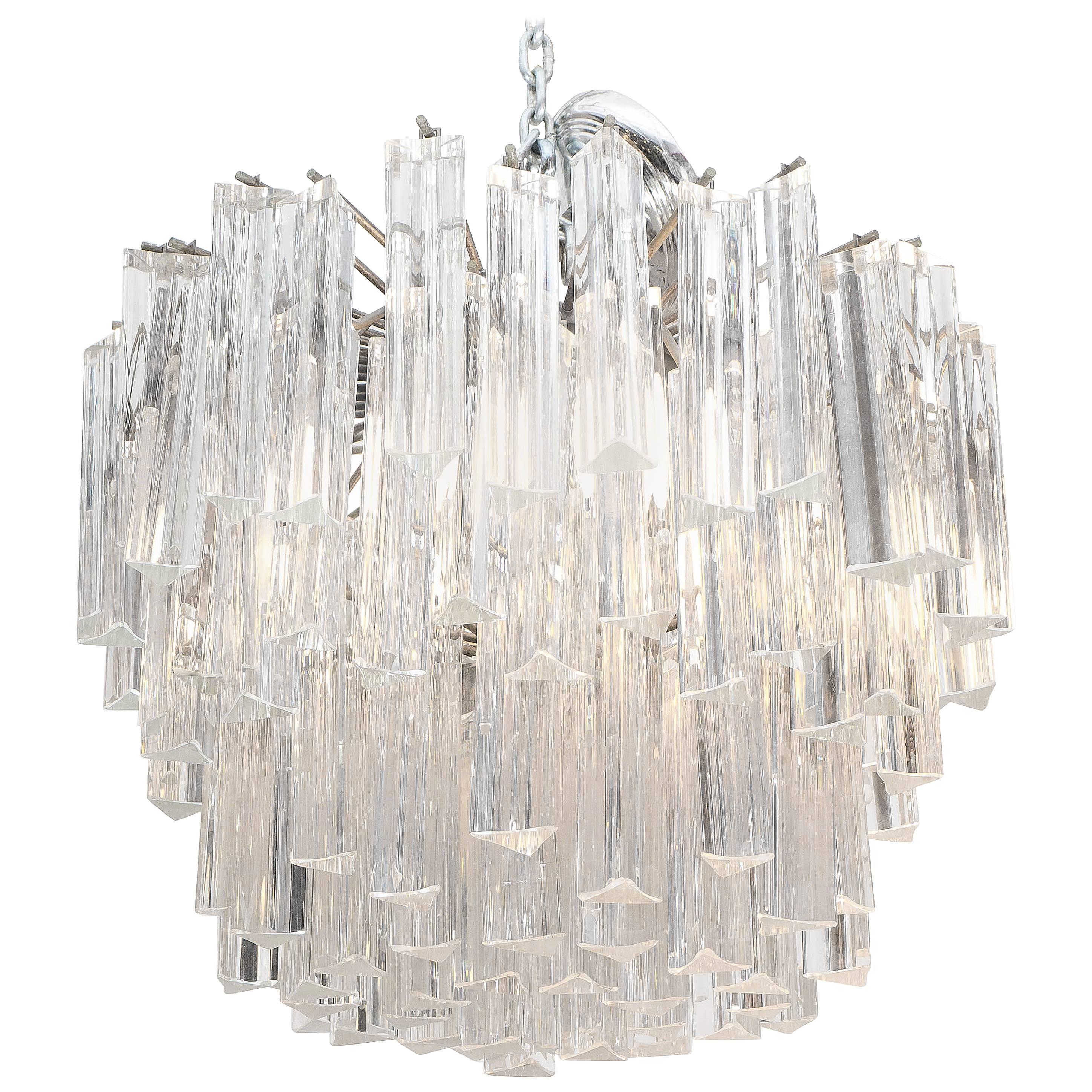Venini Chandelier with Staggered Glass Prisms