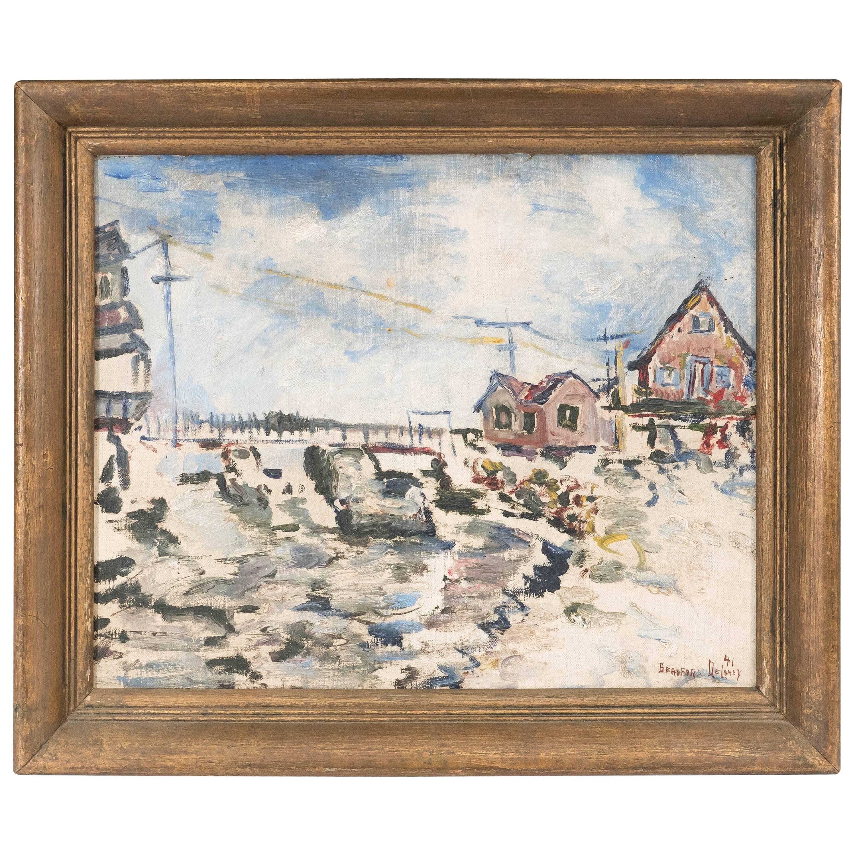 Beauford Delaney Waterfront Landscape, Signed and Dated