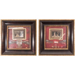 Pair of Marie-Frederique Mixed-Media Collages, Framed