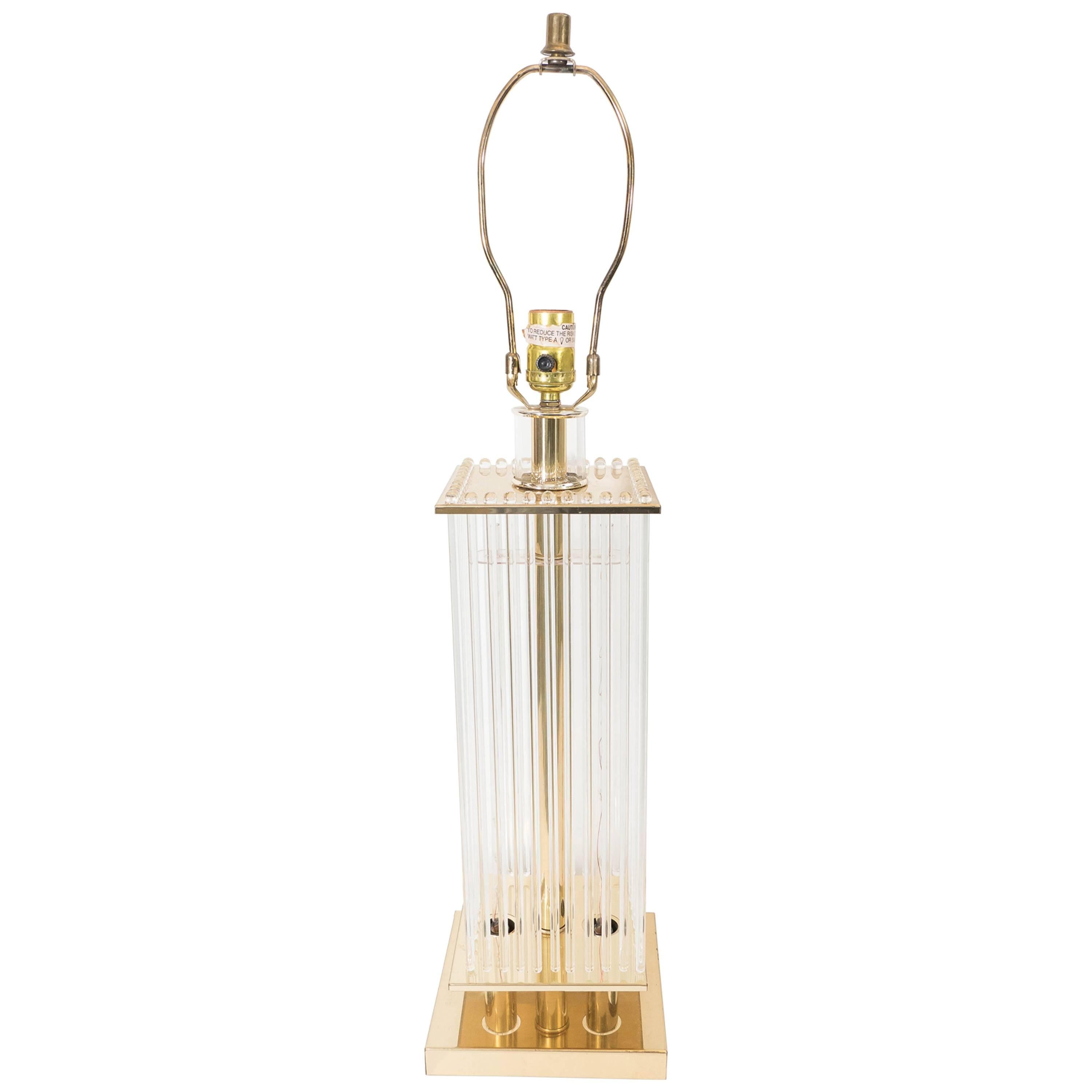 Gaetano Sciolari Brass Lamp with Hanging Glass Rods
