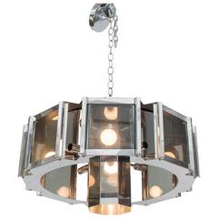 Frederick Ramond Octagonal Chandelier in Chrome and Glass