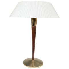 Lightolier Brass and Wood Lamp