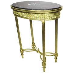 French 19th-20th Century Louis XVI Style Gilt Bronze and Pietra Dura Side Table 7
