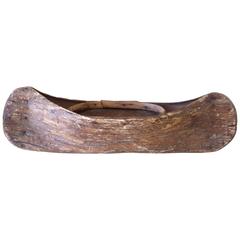 Antique Bark Canoe Salesman's Sample or Native Model Made from One-Piece of Bark