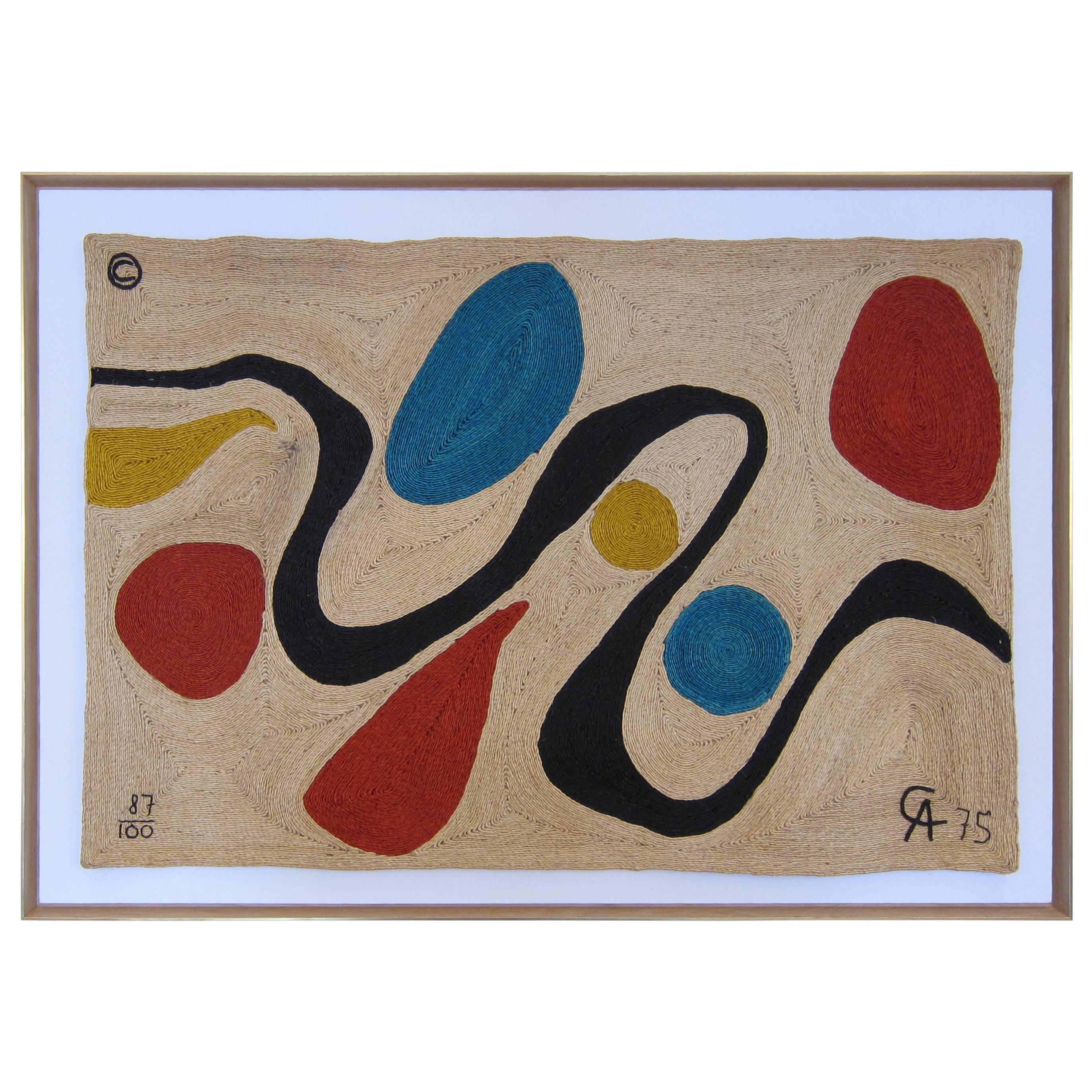 Large "Turquoise" Tapestry in the Style of Alexander Calder��﻿