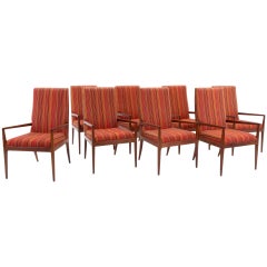Set of Eight Dining Chairs with Arms Designed by Jules Heumann for Metropolitan